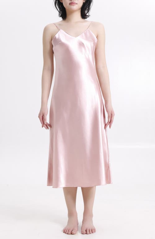 Lechery ® Lustrous Silky Shiny Satin Slip Dress In Pink