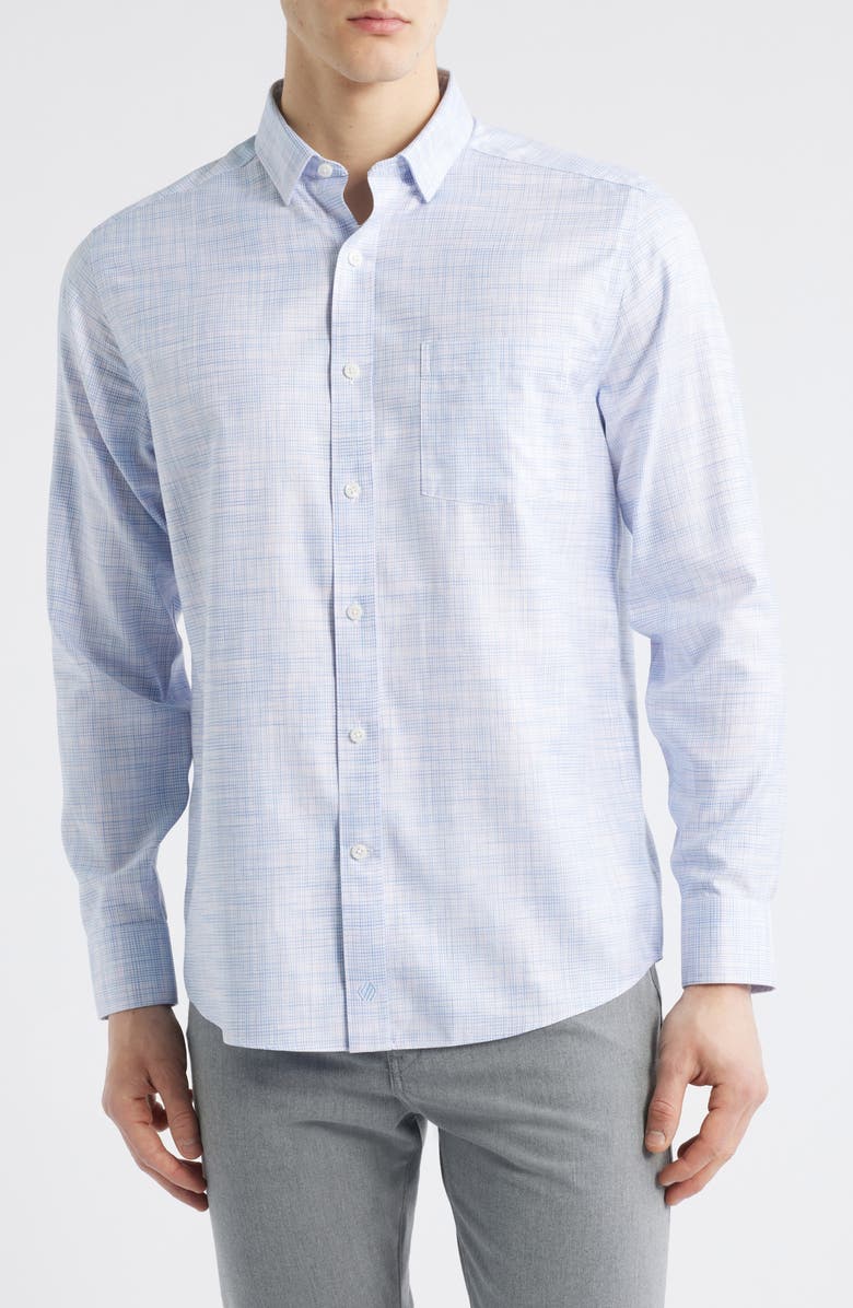 Johnston & Murphy Cross Hatch Cotton Dobby Button-Up Shirt, Main, color, 