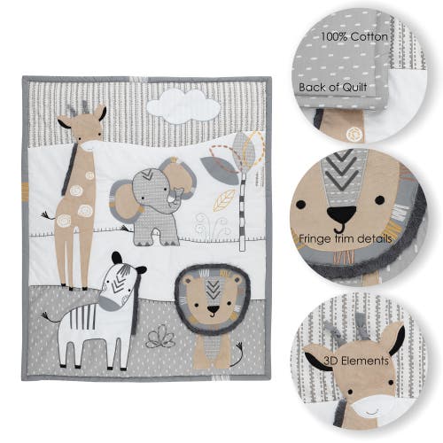Lambs & Ivy Jungle Safari Nursery 6-piece Baby Crib Bedding Set In Gray