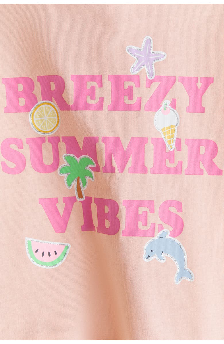 H&M Printed T-shirt, Alternate, color, Peach Pink/Summer