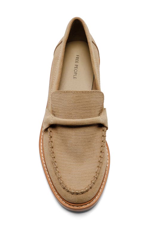 Free People Bedford Lizard Embossed Loafer In Oiled Silt