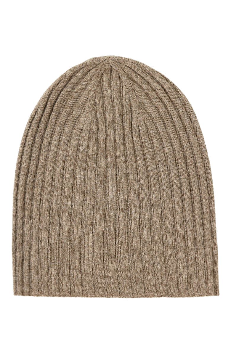 GOBI Mongolian Cashmere Cashmere Rib Knit Hat, Main, color, Taupe