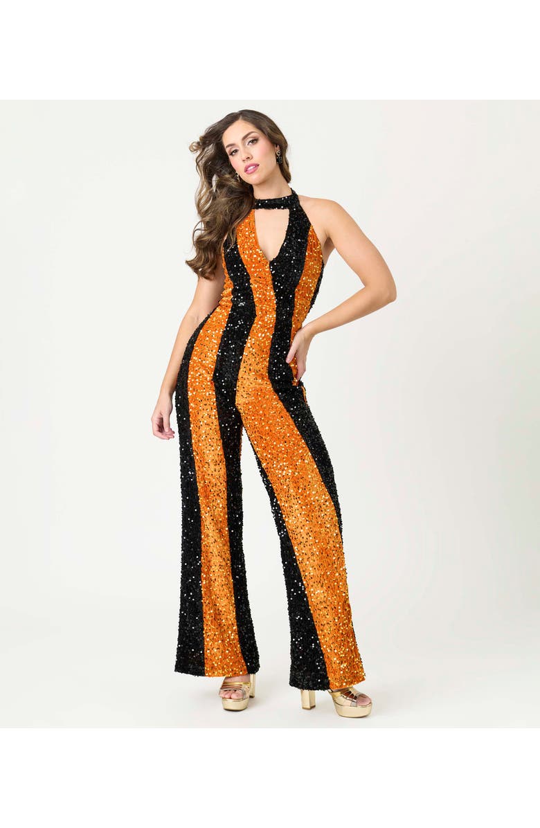 Smak Parlour Glamour Goddess Jumpsuit, Main, color, Orange/ Black