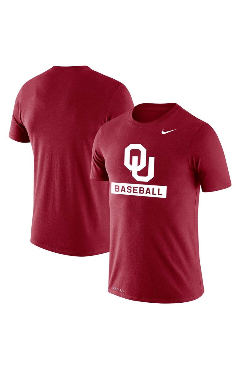 Nike Men's Nike Heathered Crimson Oklahoma Sooners Baseball Logo Stack Legend Performance T-Shirt, Main, color, 