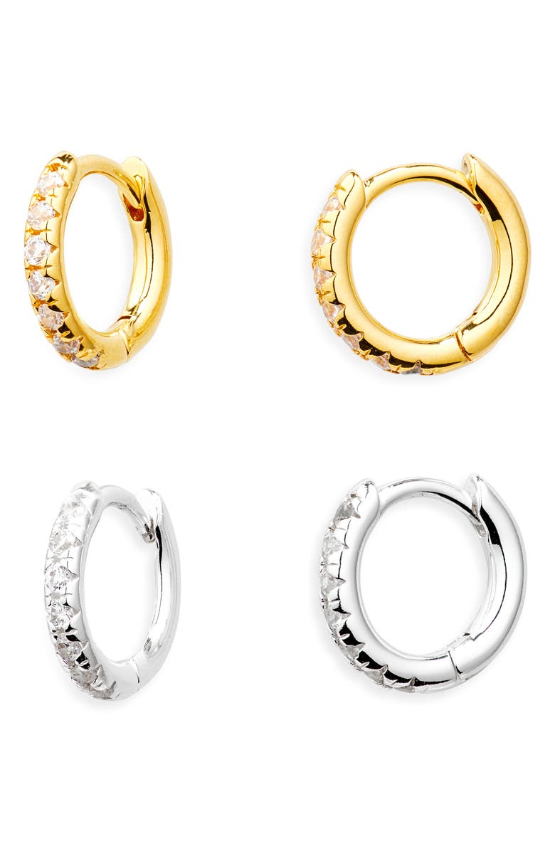 Nordstrom Set of 2 Demi Fine Pavé Huggie Hoop Earrings, Main, color,