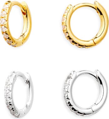 Set of 2 Demi Fine Pavé Huggie Hoop Earrings