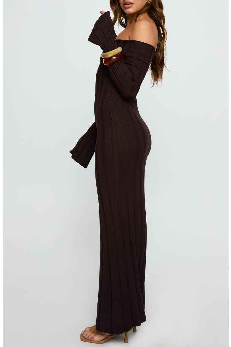 Ellouisa Long Sleeve Rib Knit Maxi Dress, Alternate, color, CHOCOLATE