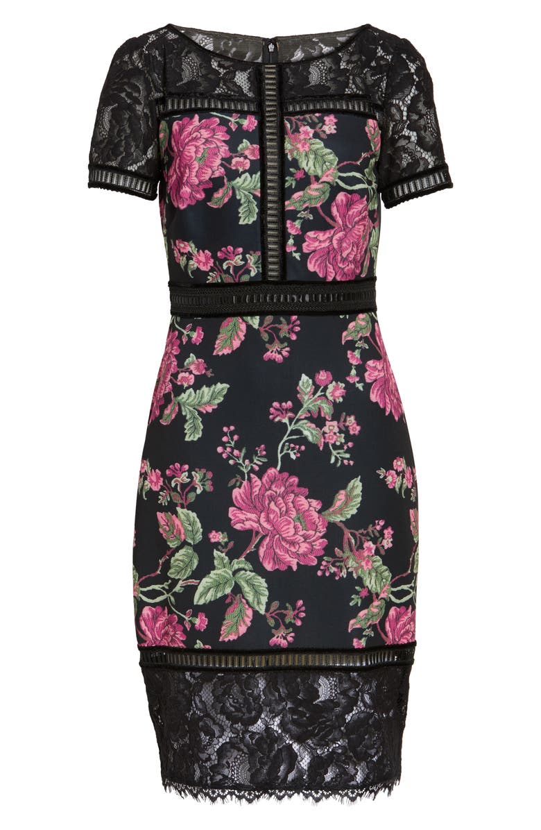 Tadashi Shoji Floral Neoprene & Lace Sheath Dress | Nordstrom Tadashi Shoji Floral Neoprene & Lace Sheath Dress | Nordstrom