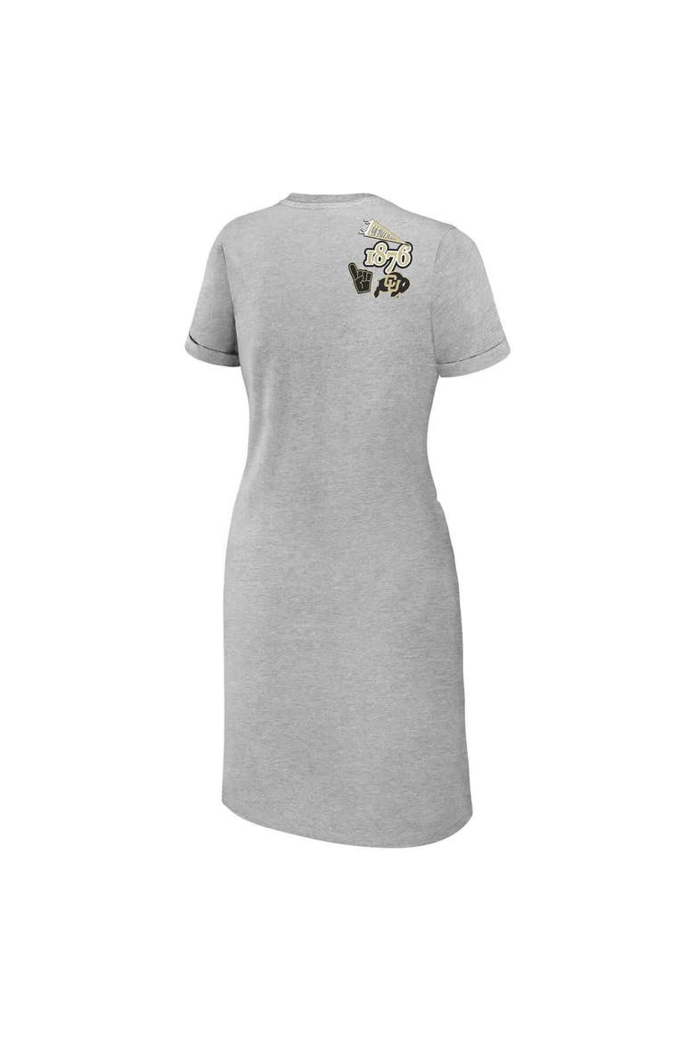 Women's WEAR by Erin Andrews Heather Gray Colorado Buffaloes Knotted T-Shirt Dress, Alternate, color, Heather Gray