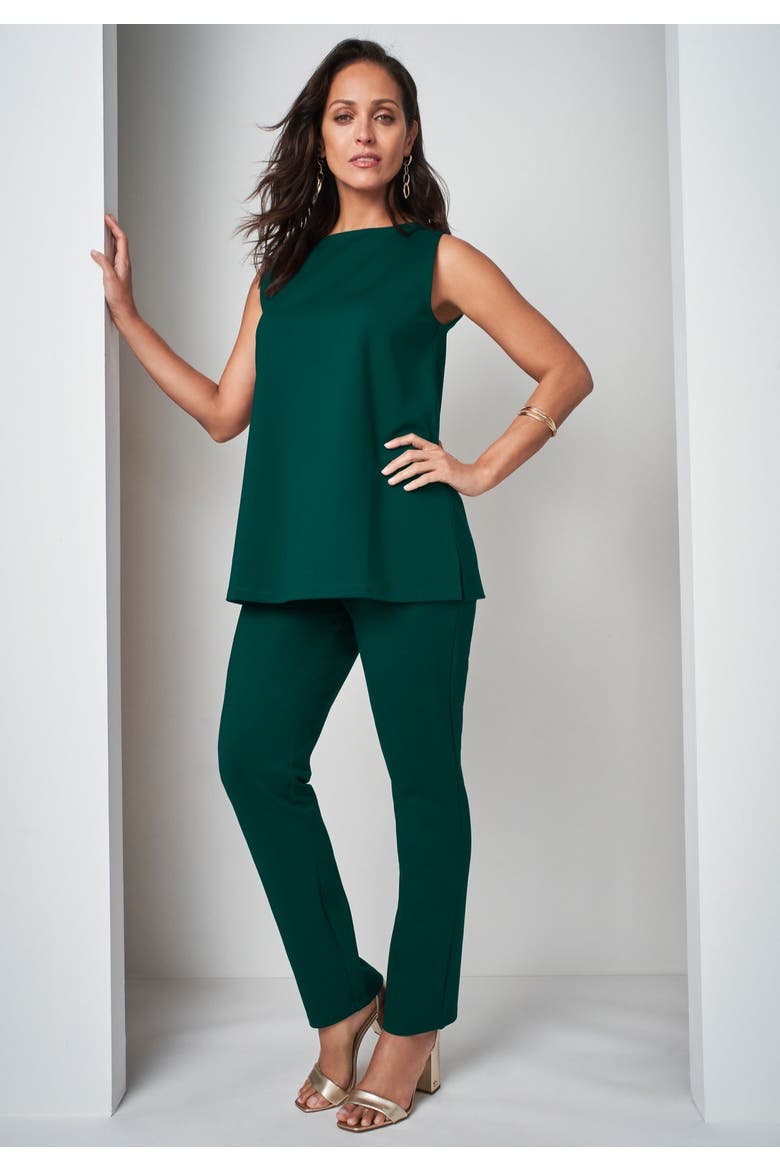 3 Piece Ponte Pant Set, Alternate, color, EMERALD GREEN