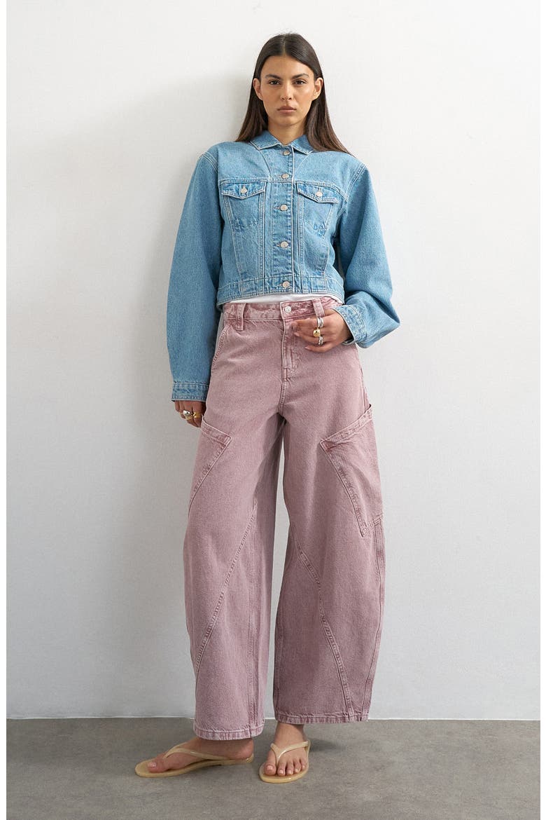 Cropped Padded Denim Jacket, Alternate, color, LBLUE