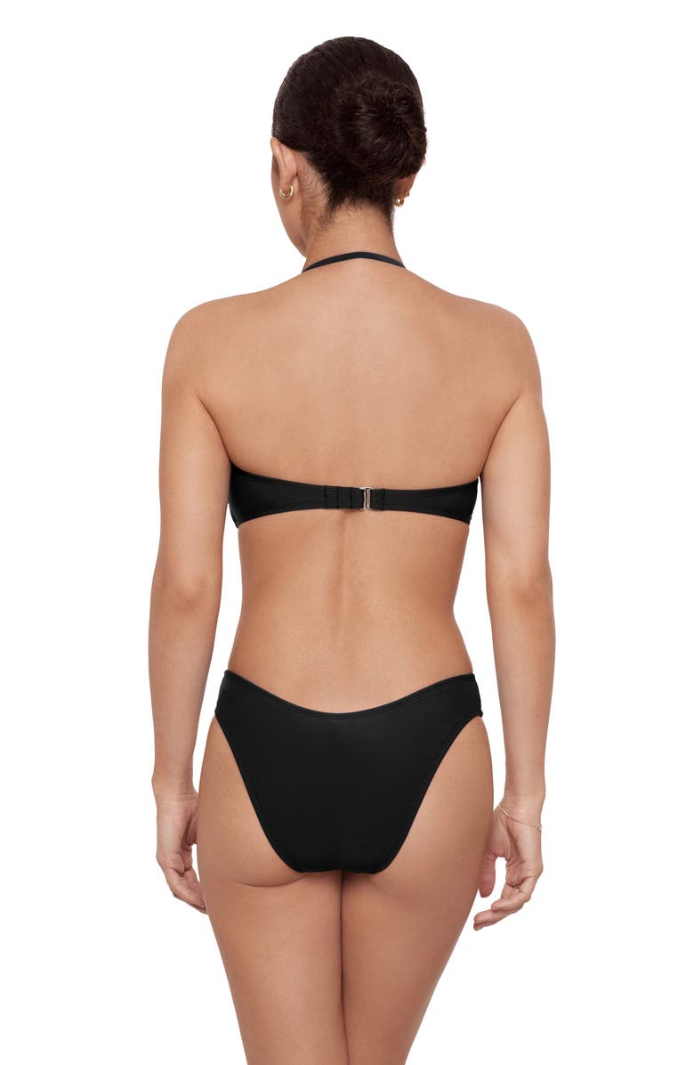 Aqua Green Ring Front Bandeau Bikini Set, Alternate, color, Black