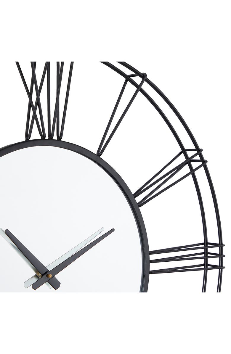 VIVIAN LUNE HOME Black Metal Open Frame Wall Clock with Center Mirror, Alternate, color, 