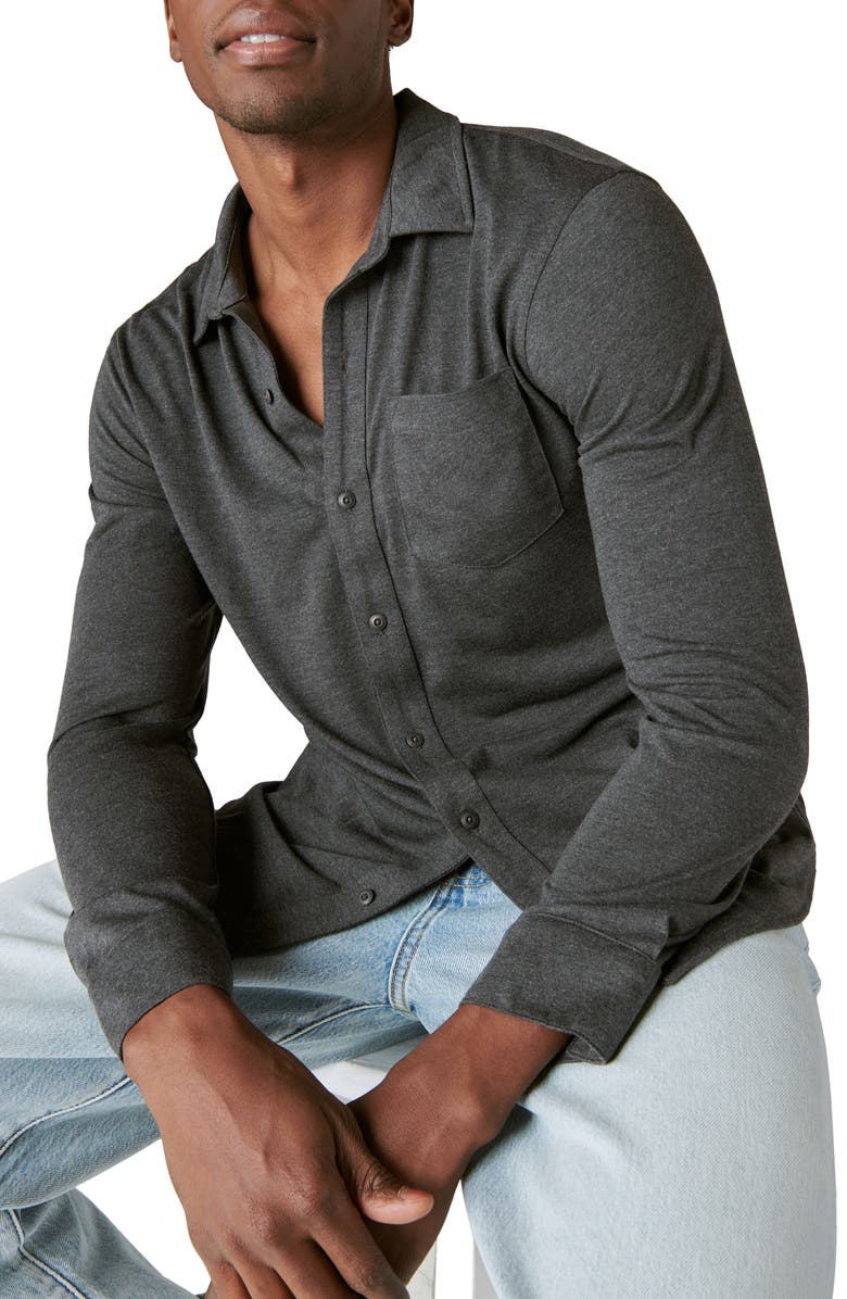 Lucky Brand Knit Button-Up Shirt, Alternate, color, 