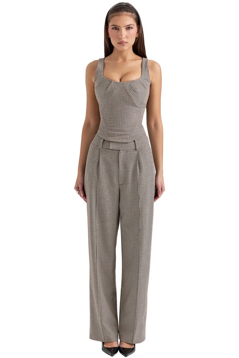 Hayden High Waist Wide Leg Trousers, Alternate, color, BEIGE CHECKED