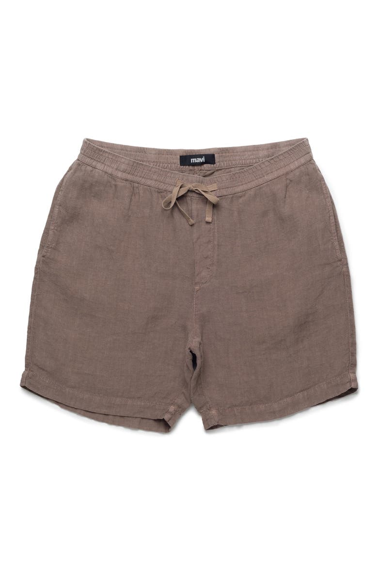 Brindle Linen Drawstring Shorts, Alternate, color, BRINDLE