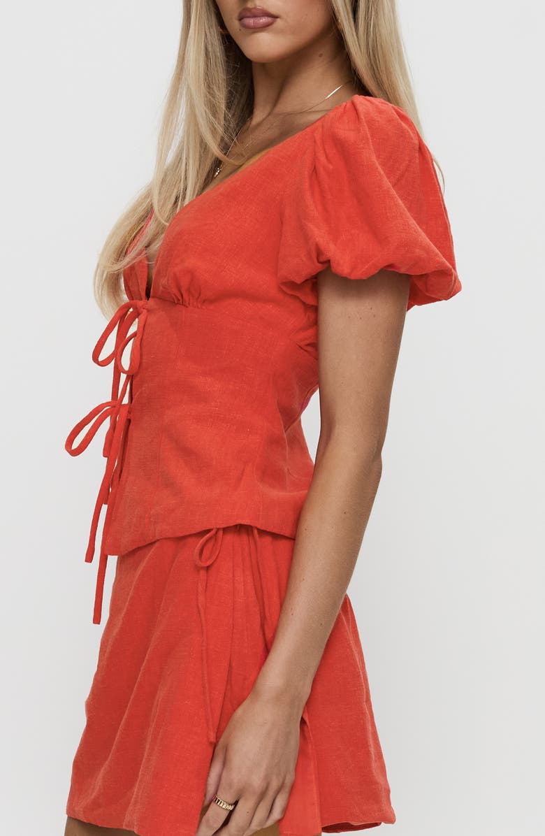 Princess Polly Wilhelmina Tie Front Shirt, Alternate, color, Red