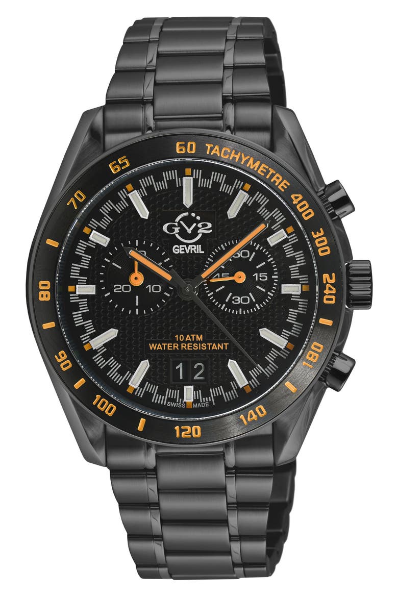 Freccia Stainless Steel Swiss Quartz Bracelet Watch, 42mm, Main, color, BLACK