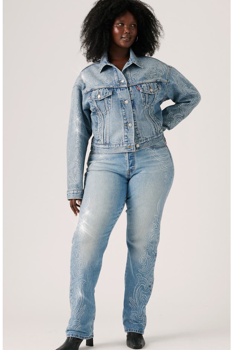 501® Curve Embellished High Waist Straight Leg Jeans, Alternate, color, DENIM VENOM CURVE