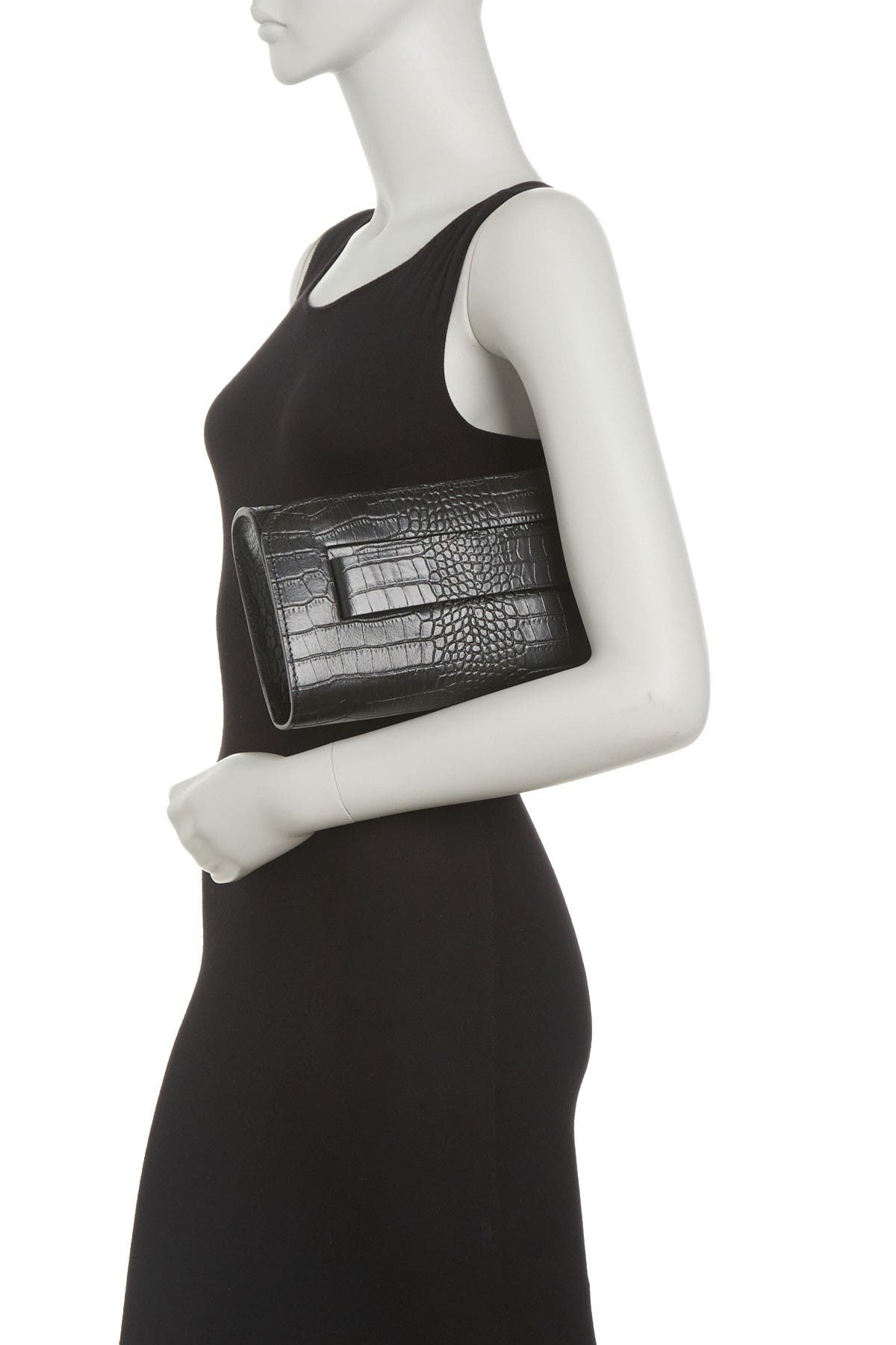 SCUI STUDIOS Croc Embossed Leather Clutch, Alternate, color, 