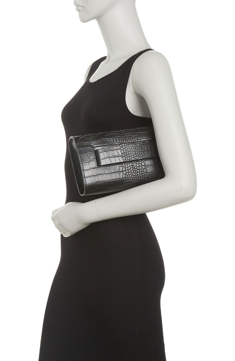SCUI STUDIOS Croc Embossed Leather Clutch, Alternate, color,