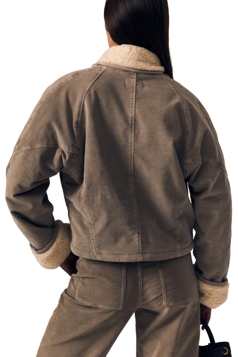 Eden Faux Shearling Trim Corduroy Jacket, Alternate, color, SOFT TAUPE