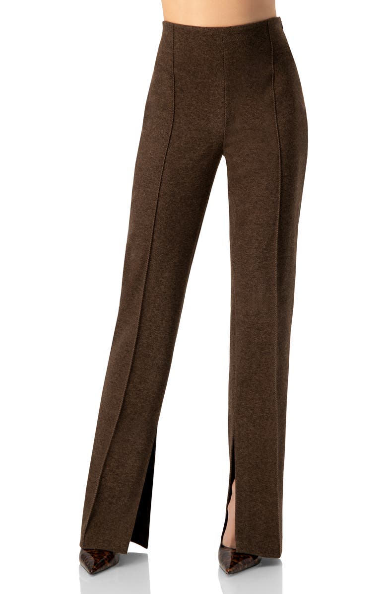 IVONNE Straight-Leg Trousers with Side Slits, Main, color, Brown