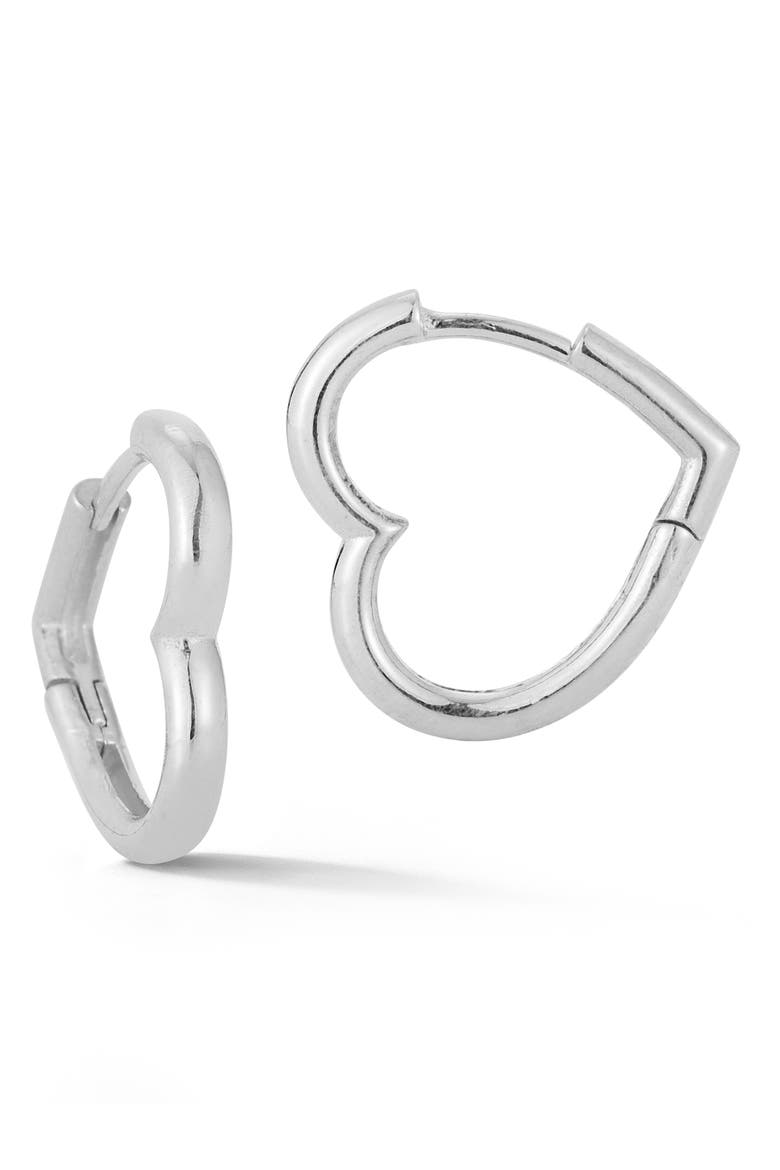 Heart Huggie Hoop Earrings, Main, color, SILVER