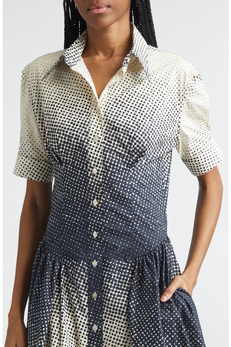 Halftone Dot Cotton Midi Shirtdress, Alternate, color, BLACK MULTI