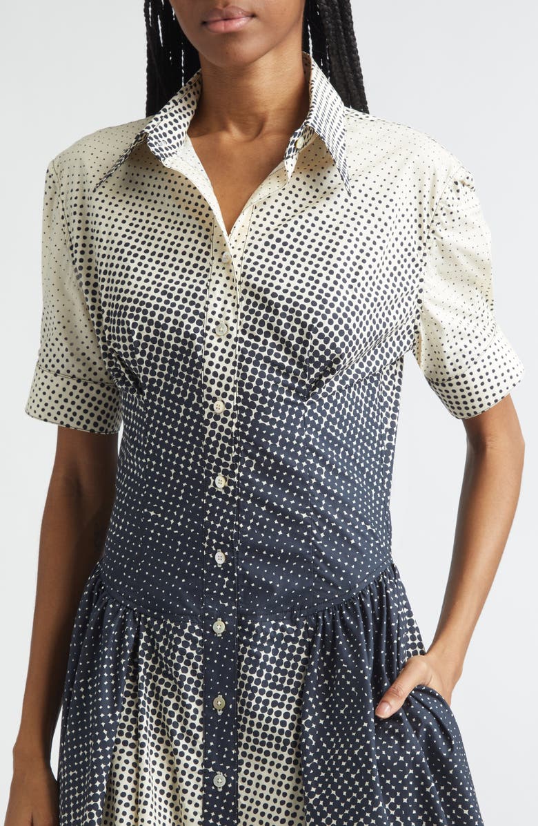Christopher John Rogers Halftone Dot Cotton Midi Shirtdress, Alternate, color, Black Multi
