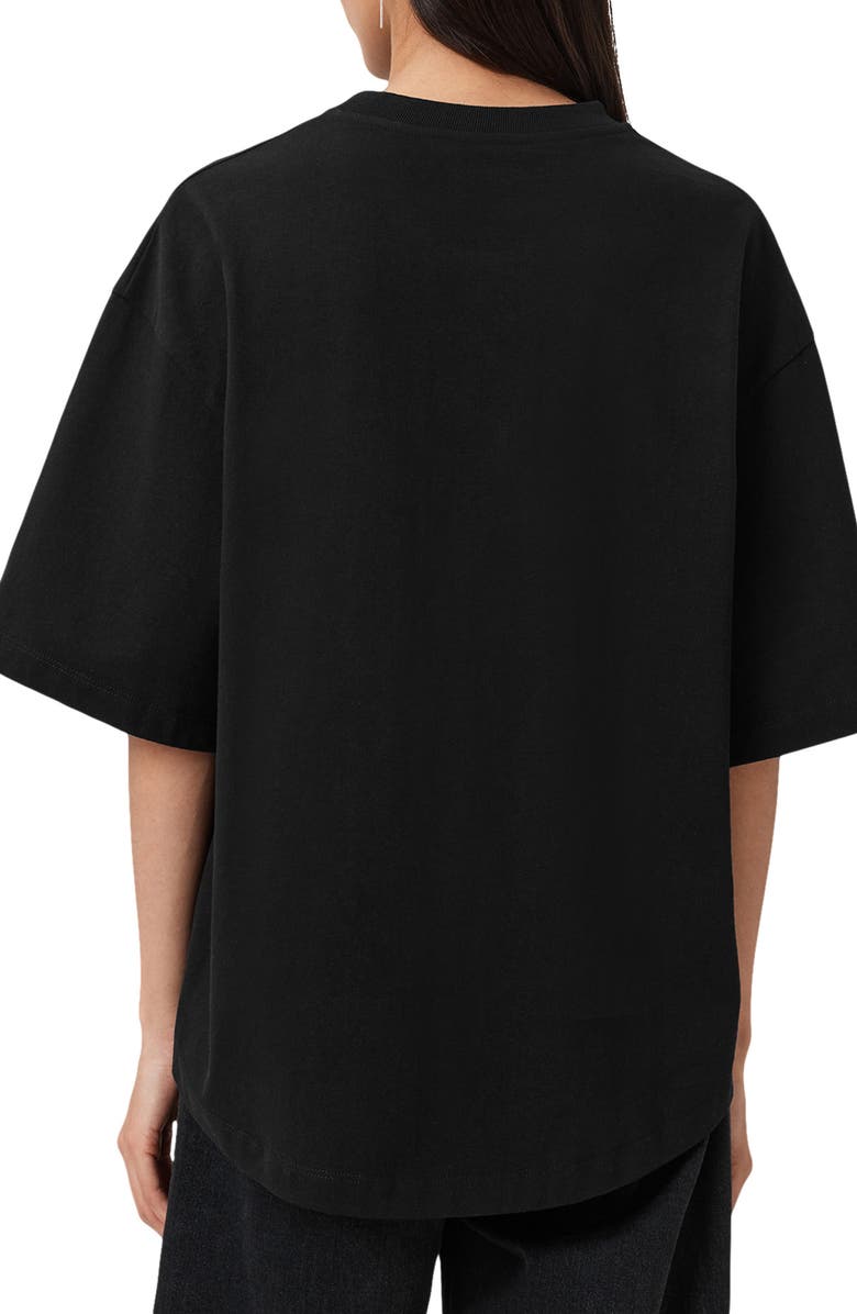 AllSaints Scrunch Amelie Oversize Cotton Graphic T-Shirt, Alternate, color, Black