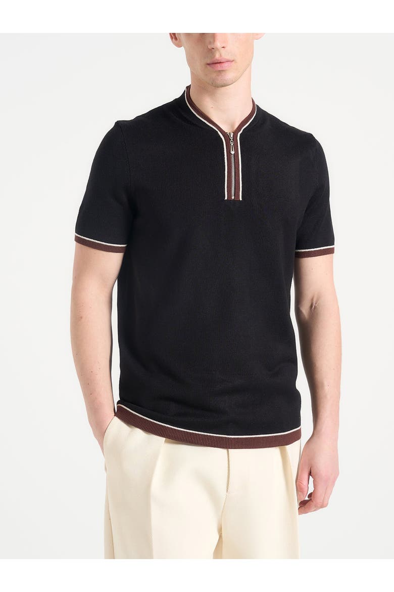 Clement Crew Neck Zip Polo Shirt, Main, color, Black