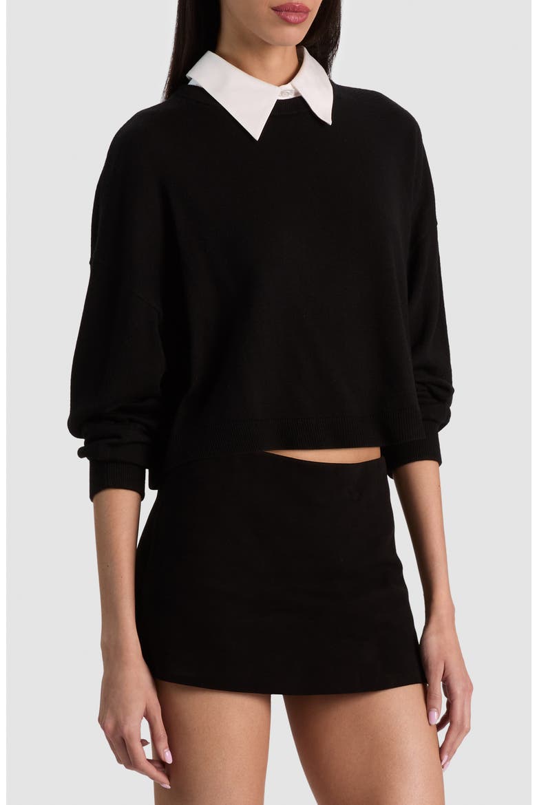 Rhett Wool Sweater with Detachable Collar, Alternate, color, BLACK