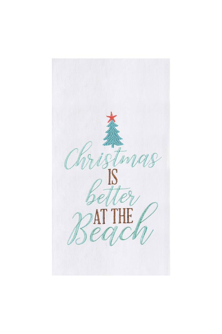 Christmas is Better Embroidered 100% Cotton Flour Sack Dishtowel, Main, color, White