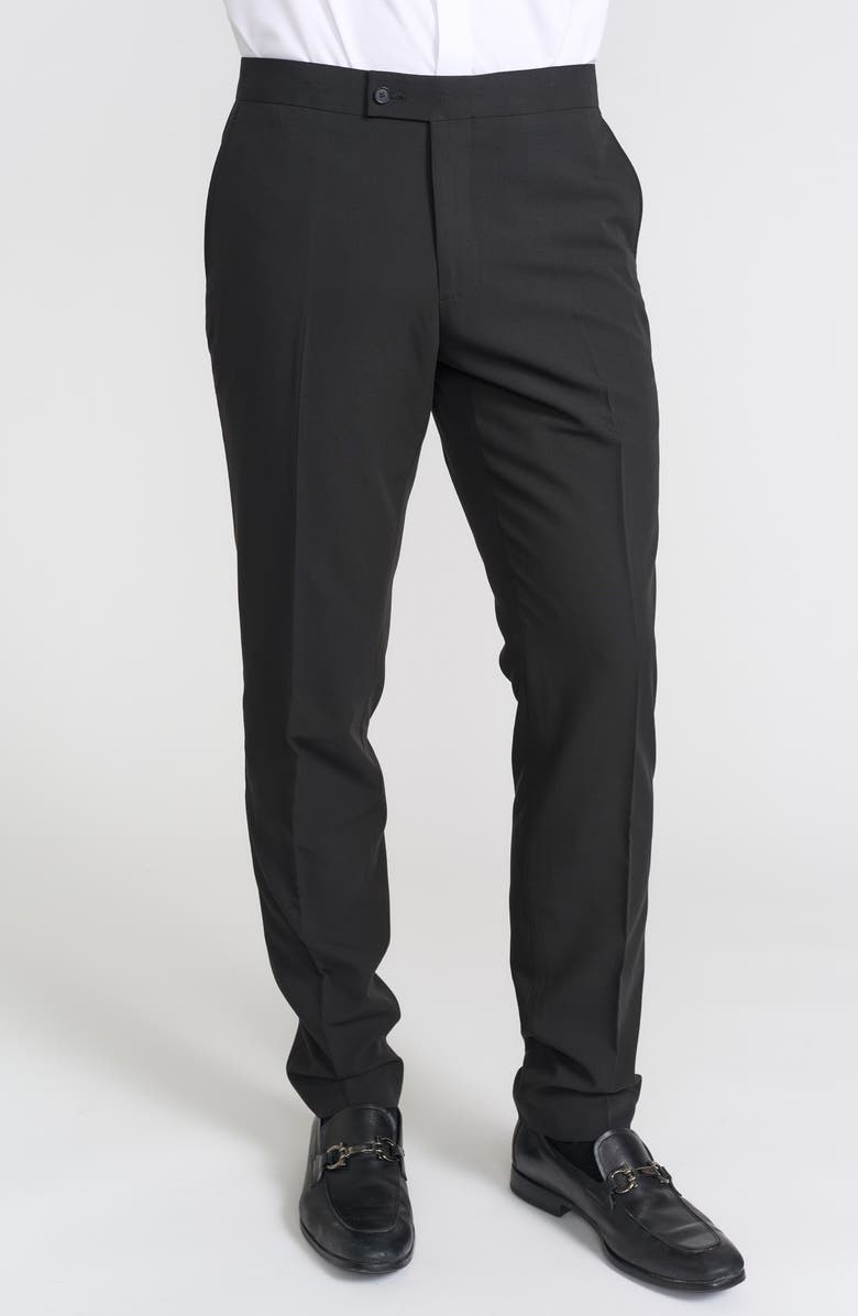 SAVILE ROW CO Slim FIt Tuxedo Pants - 30-34" Inseam, Alternate, color, Black