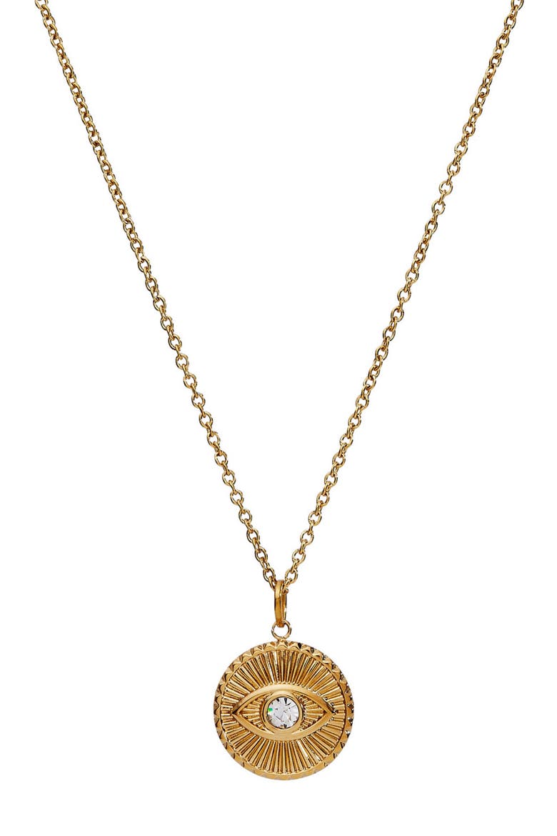 Evil Eye Crystal Pendant Necklace, Main, color, Gold