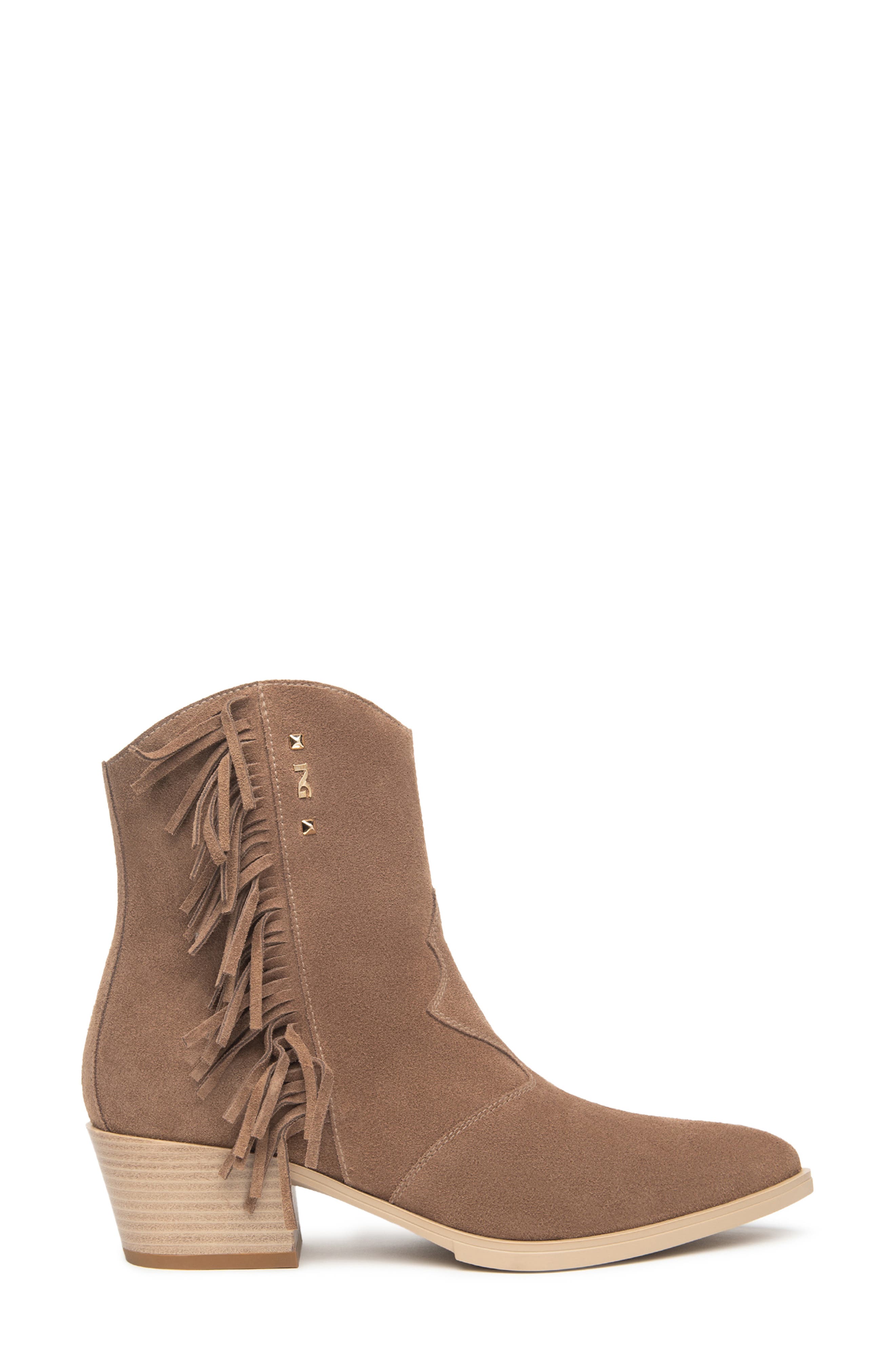 NeroGiardini Fringe Western Bootie, Alternate, color, Whiskey