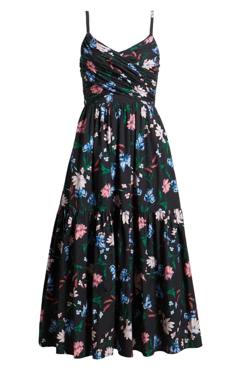 CeCe Floral Fit & Flare Midi Dress, Alternate, color, Rich Black