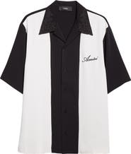AMIRI Colorblock Floral Embroidered Camp Shirt