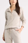 Caslon® Waffle Button Front Sweatshirt