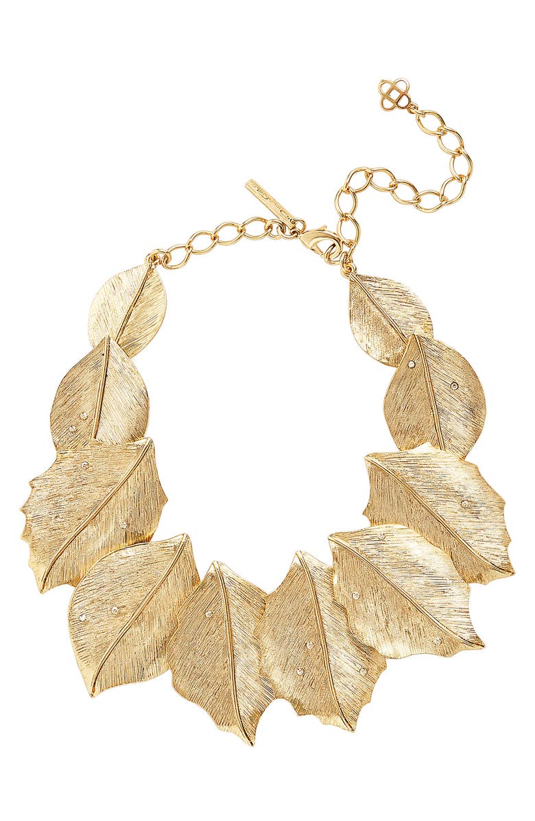 Oscar de la Renta Leaf Statement Necklace, Main, color, 