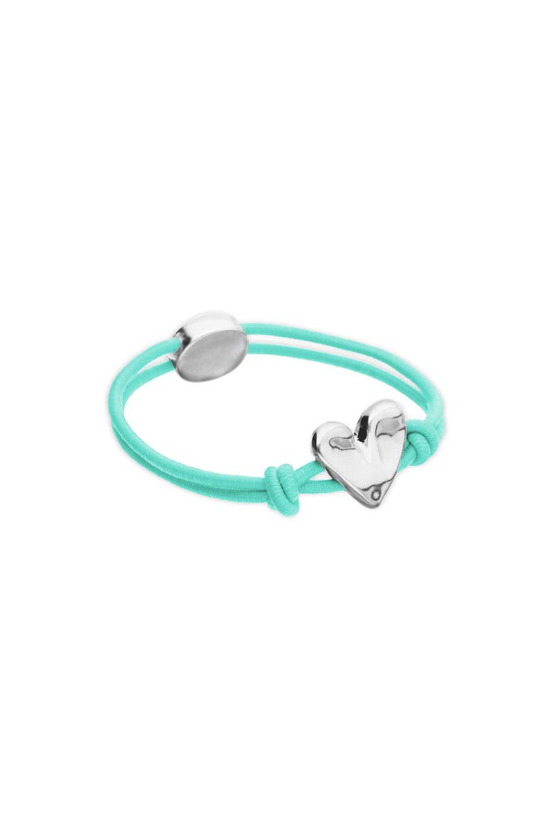 Turquoise Elastic Thread Bracelet With Sterling Silver-Plated Heart, Alternate, color, Silver