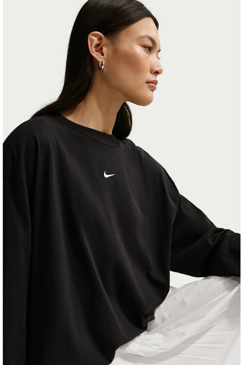 Sportswear Oversized Long Sleeve T-Shirt, Alternate, color, BLACK/ WHITE