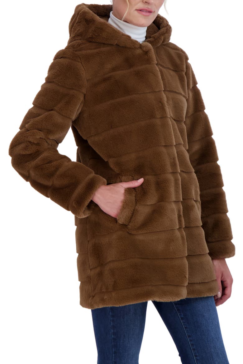 Hooded Faux Fur Jacket, Alternate, color, MINK
