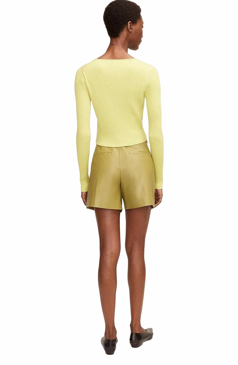 Rebecca Taylor Vegan Leather Belted Short, Alternate, color, Manzanilla