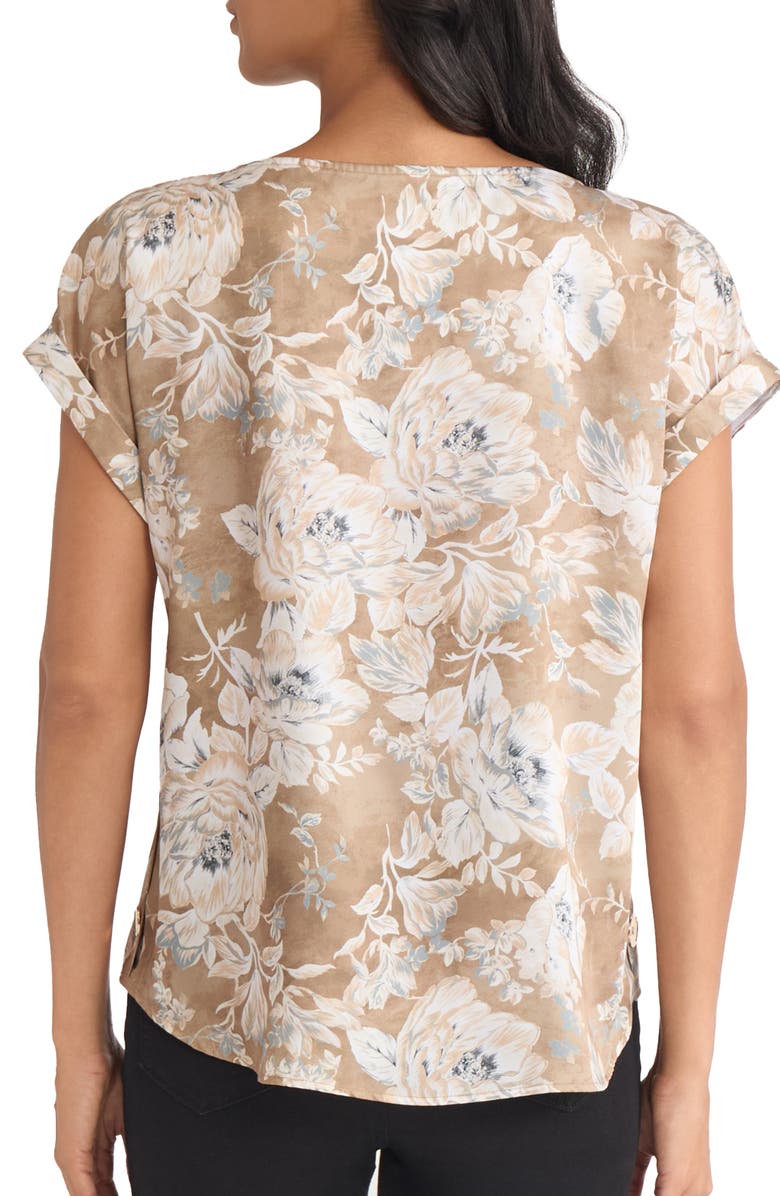 Jones New York Floral Top, Alternate, color, Mocha Sand Multi