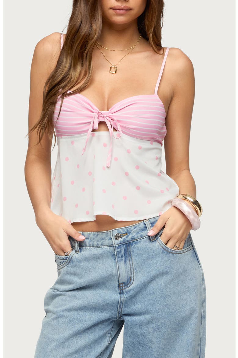 Tilly Mixed Print Top, Main, color, PINK-AND-WHITE