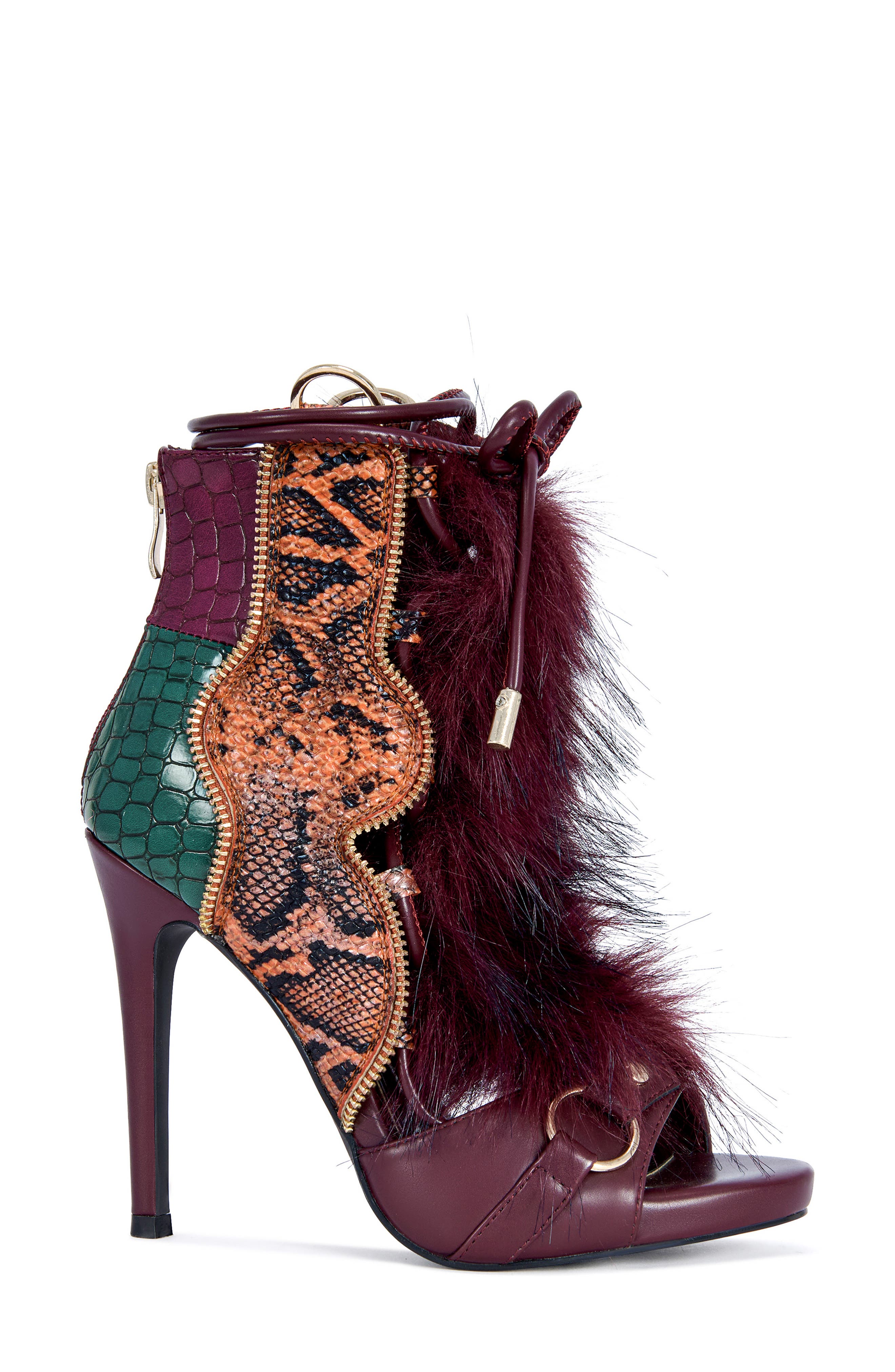 Heather Mixed Media Stiletto Sandal, Alternate, color, BURGUNDY MULTI