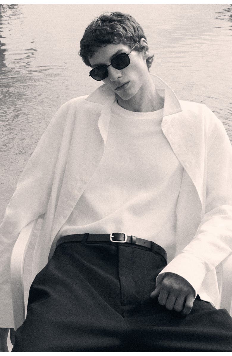 COS Grained-Leather Belt, Alternate, color, Black