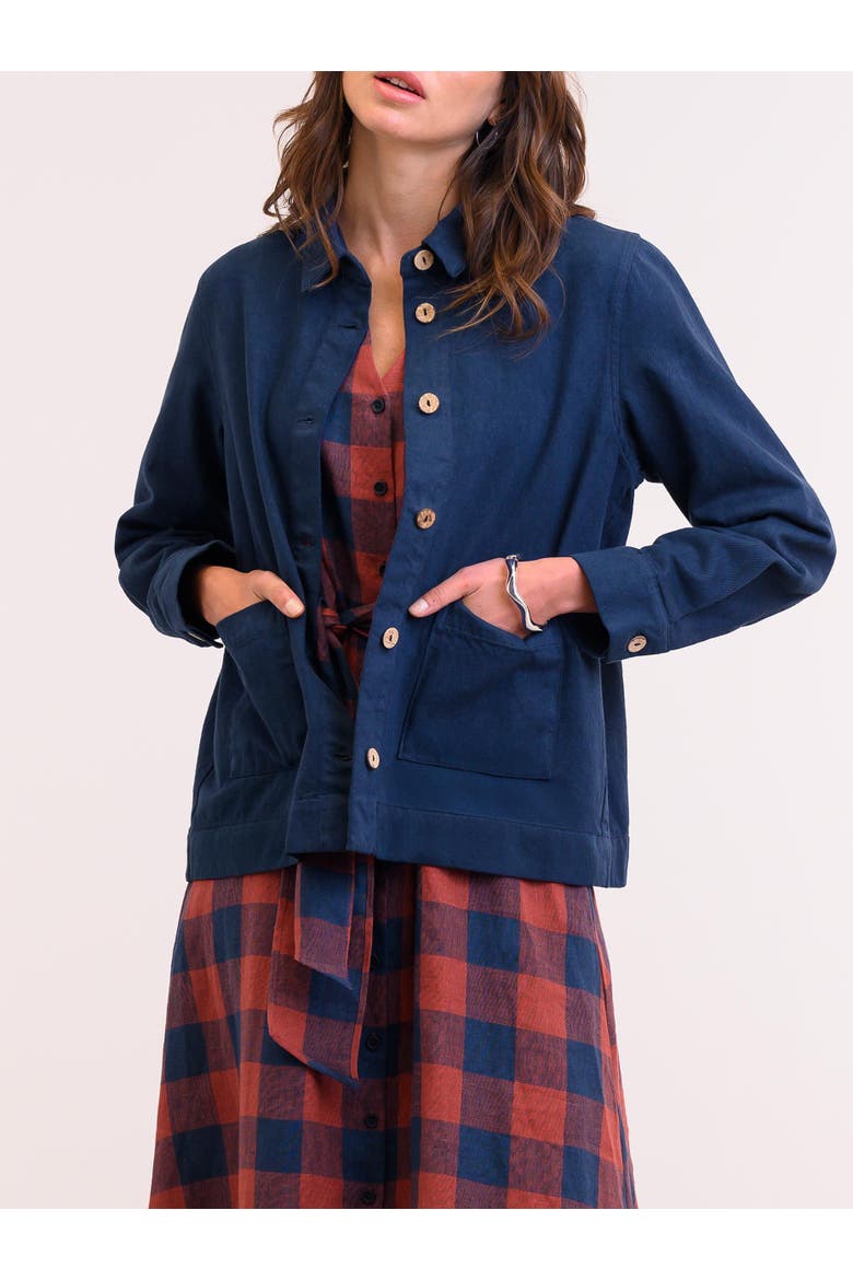 Check Tie Front Midi Shirt Dress, Alternate, color, RUST / NAVY CHECK